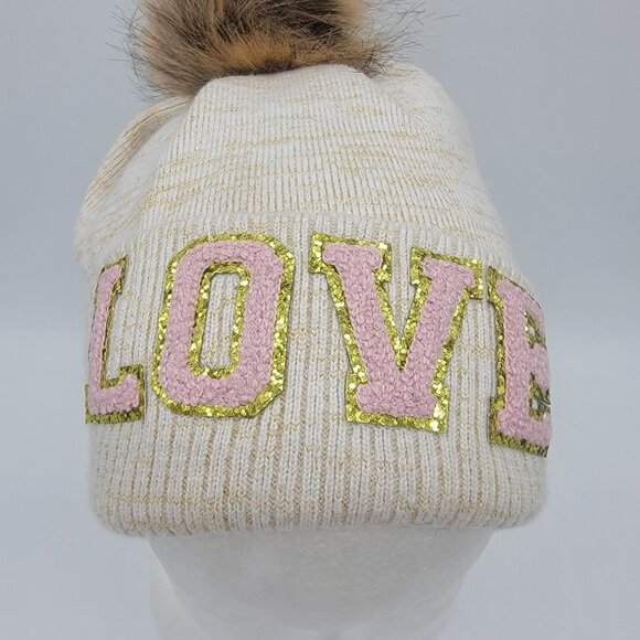 NYGB Not Your Generation Hat Blanket Knit Hat Child Sz 7-14 LOVE Spellout Hat - Picture 2 of 7